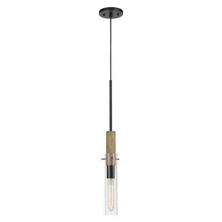 Cal Lighting 60W Silverton Metal/Wood Mini Pendant With Glass Shades. Edison Bulb I FX-3665-1